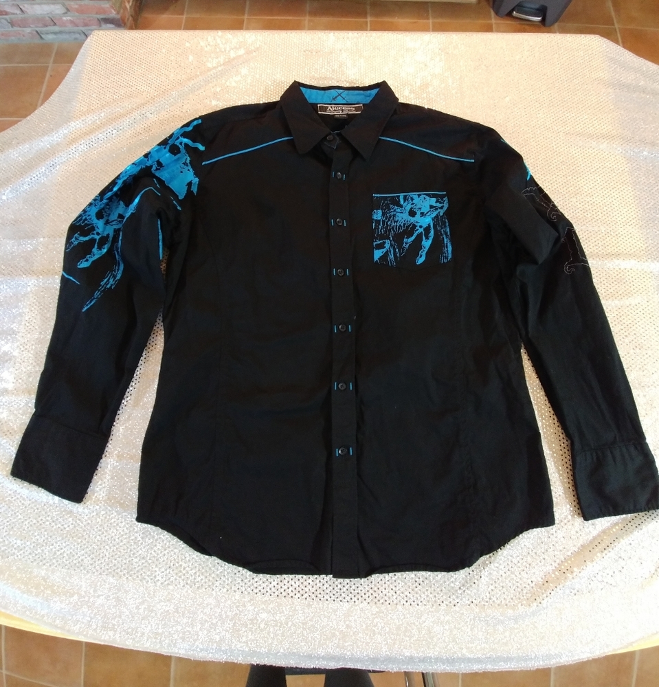 Ak:cess Truth vs. Lie embroidered button shirt 2XL
